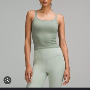 Ebb to Street Scoop-Neck Cropped Tank TopLight Support, B/C Cup In Grey Sage